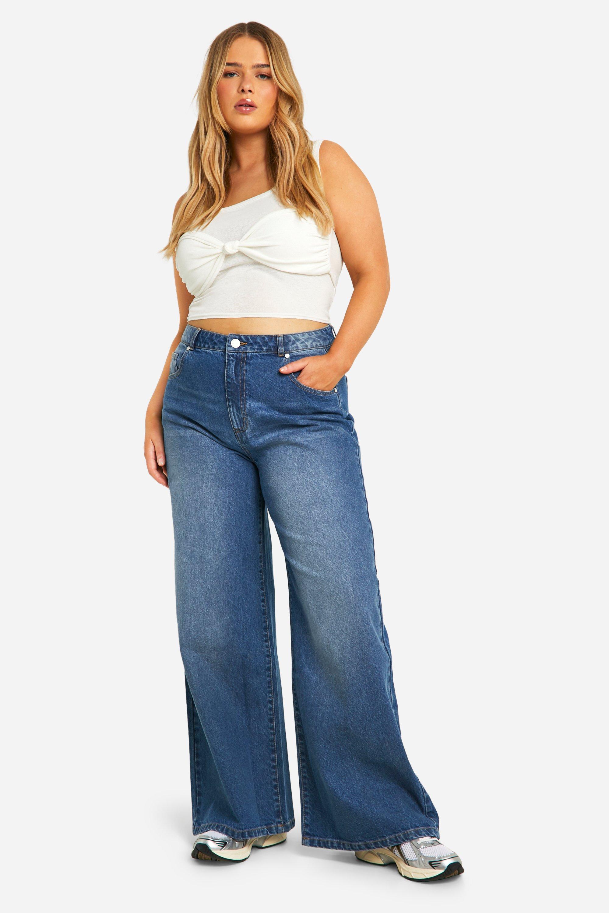 ★ ★ Women's High Rise Wide Leg Fit Mid Blue 375 Buy Mid Blue Wide Leg Jeans from Next USA